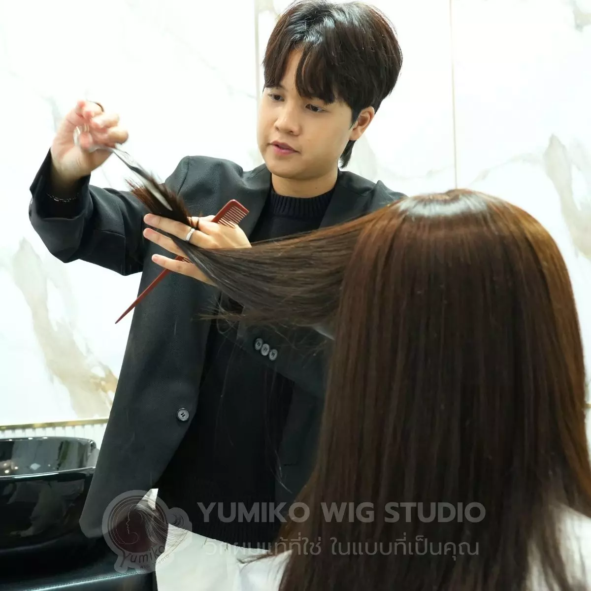 วิกผมแท้ วิกผผู้ป่วยคีโม คุณภาพพรีเมียม เบาสบาย ระบายอากาศสูง Yumiko Wig Studio